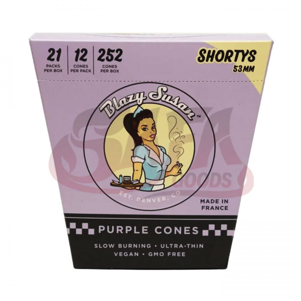 Blazy Susan Purple Shorty Cones 53MM - 21PK Display Box
